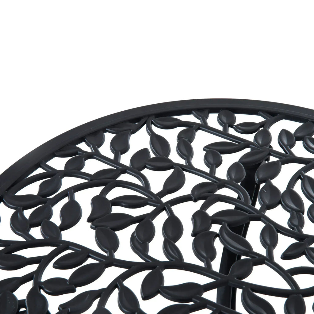 3 Pcs Aluminium Bistro Set Garden Furniture Dining Table Chairs Antique Outdoor Seat Patio Seater Black - Bobobiy