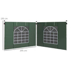 Green side panels with arched window grid inserts, shown side-by-side with size markings.