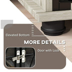Black lockable door on grey dog crate end table with elevated base
