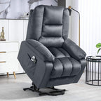 Grey electric massage recliner with wing-style arms and cushioned seat