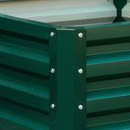 Green steel planter box cross brace with chrome bolts