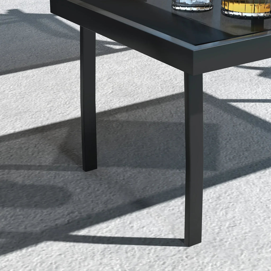 Four-Piece Curved Steel Garden Dining Set - Beige/Grey - Bobobiy