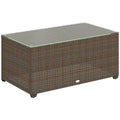 90 x 50cm Glass-Top Rattan Side Table - Brown - Bobobiy
