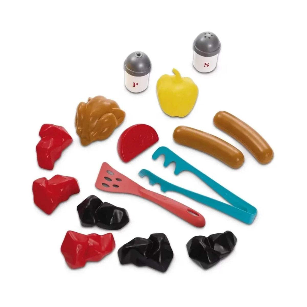 Play BBQ accessory set with sausages, peppers, spatula, tongs, and salt & pepper shakers