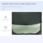 Close-up of pet carrier interior faux lamb fleece mat under the zipper edge.