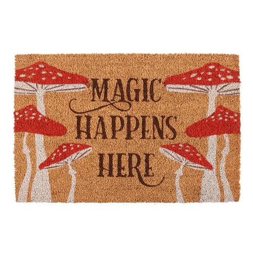 Natural Magic Happens Here Mushroom Doormat - Bobobiy