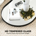Black oval wall mirror with thick frame and HD tempered glass panel
