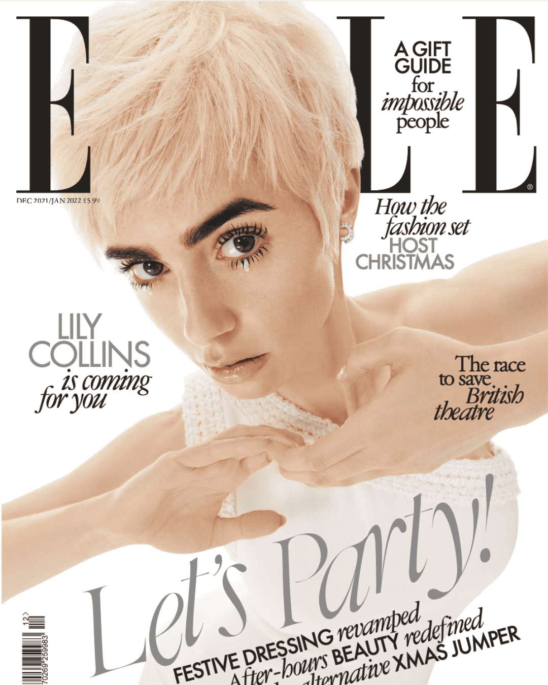 Fashion magazine cover featuring a close-up portrait of a blonde woman and headline text