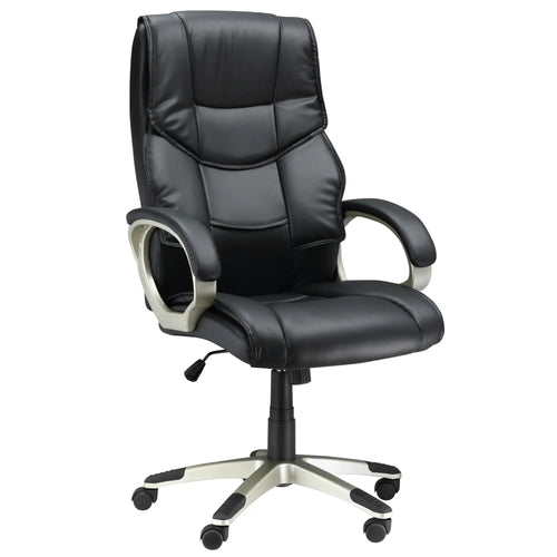 Homcom Home Office Chair High Back Computer Desk Chair with Faux Leather Adjustable Height Rocking Function Black