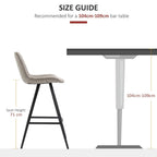 Grey bar stool size guide with padded seat, padded back, steel frame, footrest
