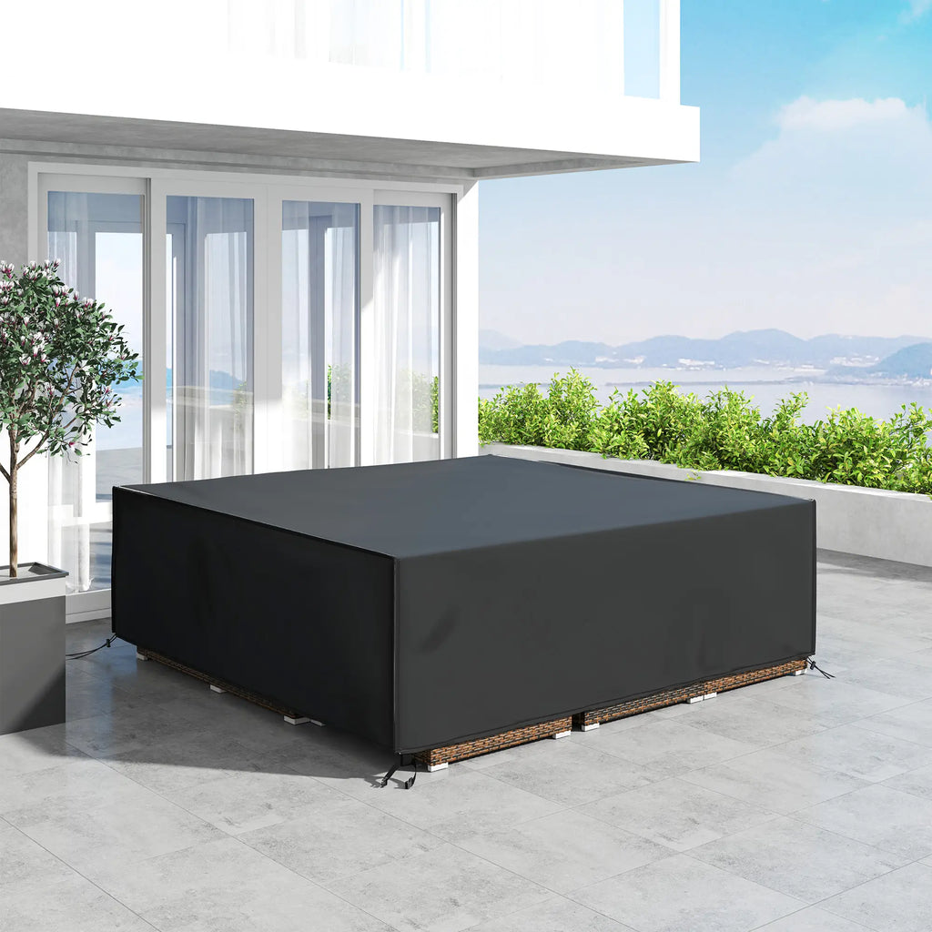 Outsunny Large Patio Garden Set Cover 600D Oxford Square Waterproof, 230 x 230 x 70cm, Black
