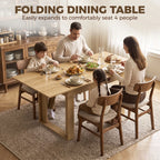 Oak-effect folding dining table set for four with matching chairs