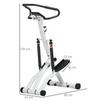 Foldable stair stepper with step platform and handlebars, with size guide arrows.
