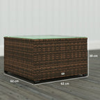 Outsunny 62 x 62cm Glass Top Rattan Side Table Brown