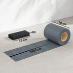 Grey privacy screen fence roll with flat mat section and panel width markings
