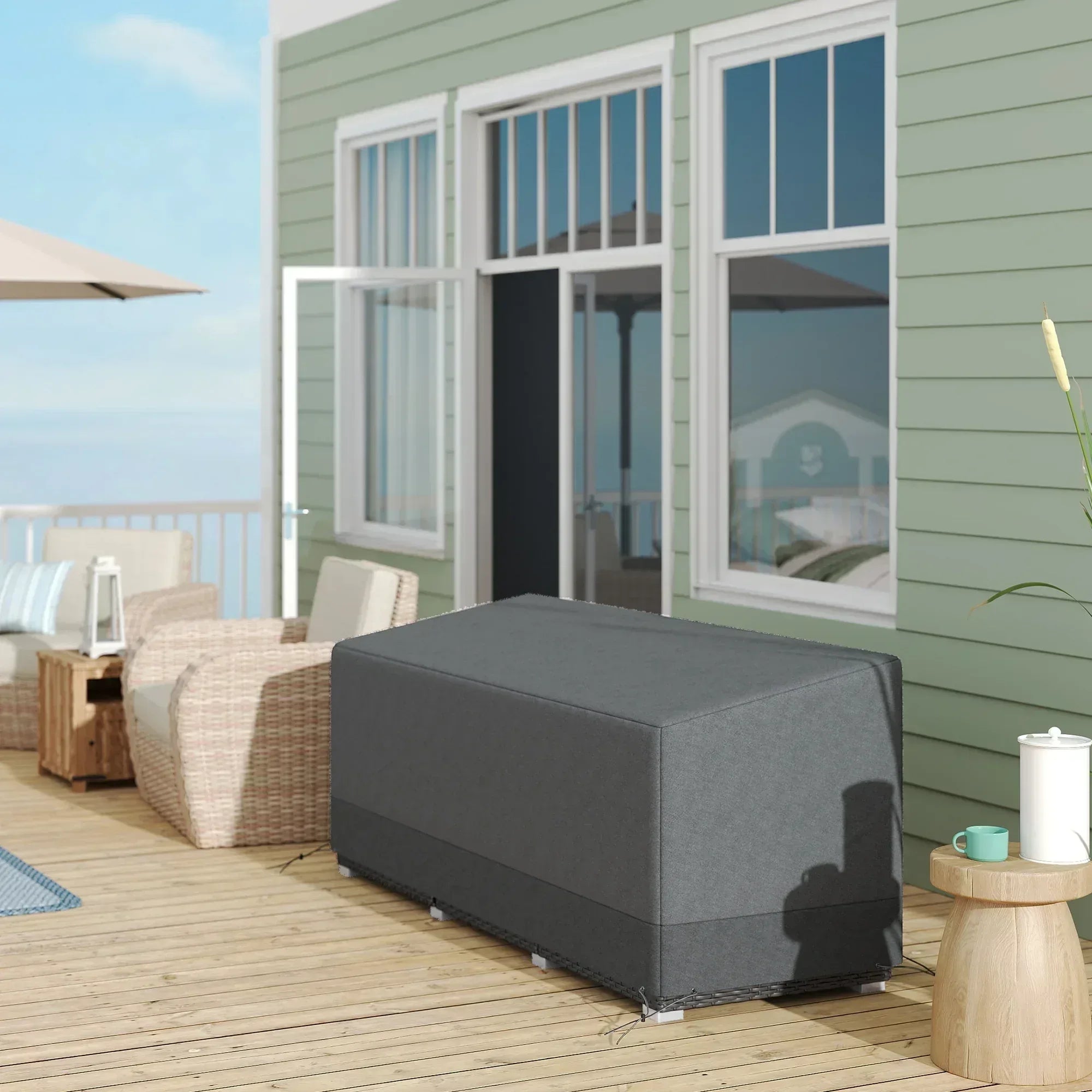 Rectangular Patio Garden Furniture Cover Waterproof for 3 Seater Sofa Bistro Set, UV Resistant Protection 600D Oxford Fabric Rattan Lounge Clean Cover, 190 x 72 x 76cm, Grey - Bobobiy