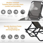 Grey mesh sun lounger with weather-resistant textile and black aluminum frame