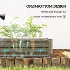 Raised steel garden bed with open-bottom design for airflow and drainage