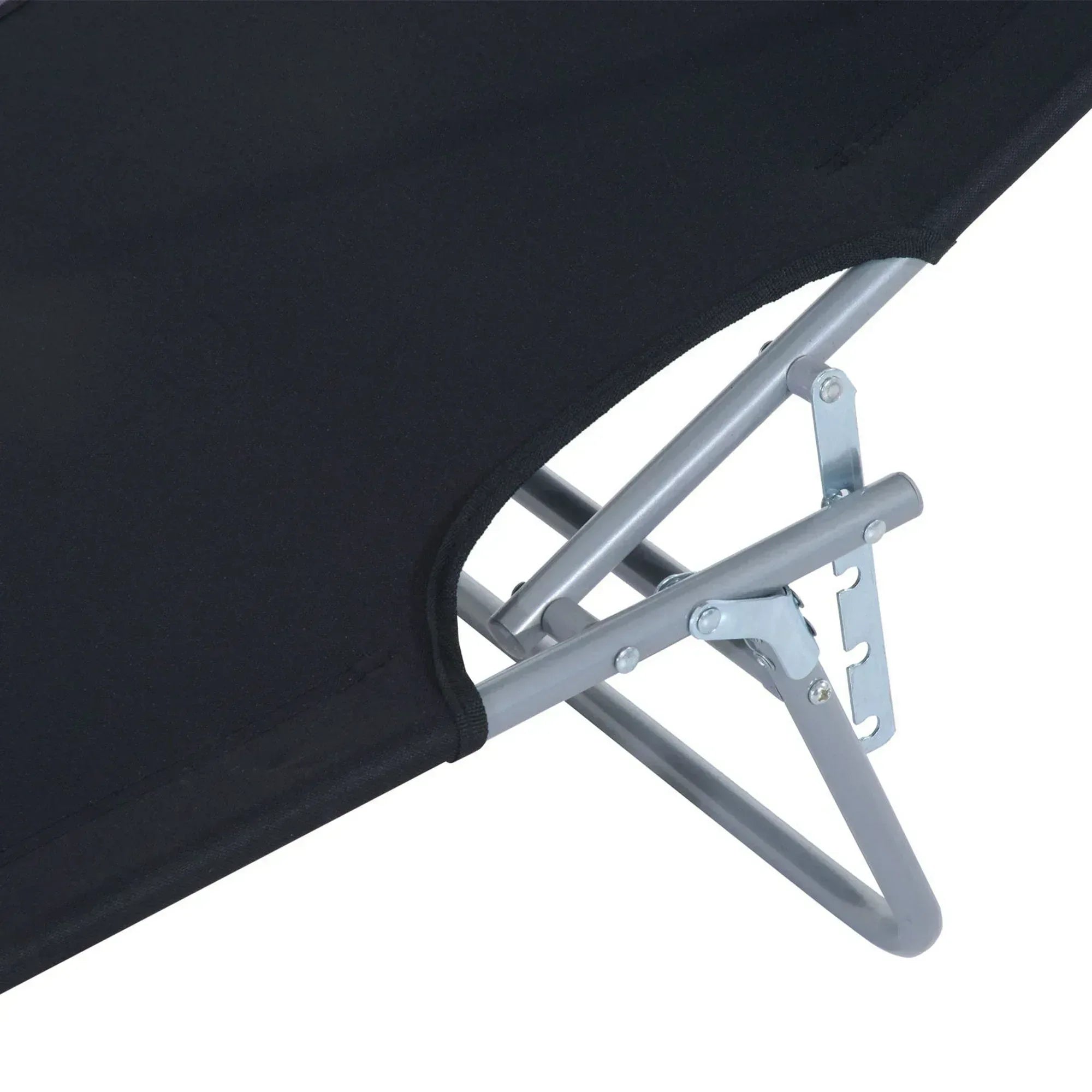 2 Pieces Outdoor Foldable Sun Lounger, 4 Level Adjustable Backrest Reclining Sun Lounger Chair with Angle Adjust Sun Shade Awning for Beach, Garden, Patio, Black - Bobobiy