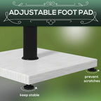 Rectangular parasol base with adjustable foot pad and black stabilizing feet