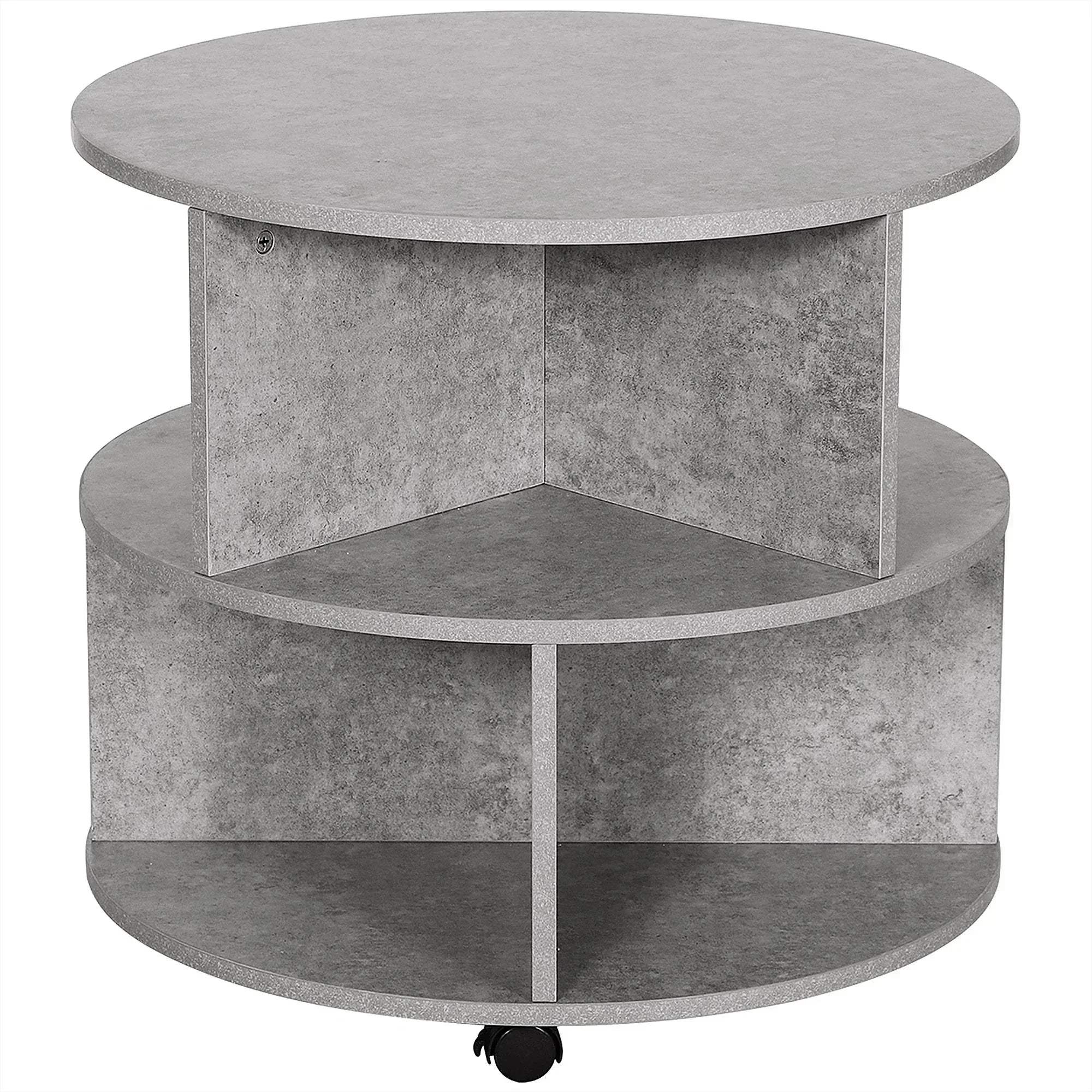 Round Coffee Table with Wheels 3 Tier Rolling Side Table for Li – Bobobiy