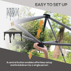 Light grey pop-up gazebo frame with double roof and central push-button setup