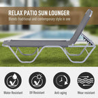 Light grey patio sun lounger recliner with adjustable backrest