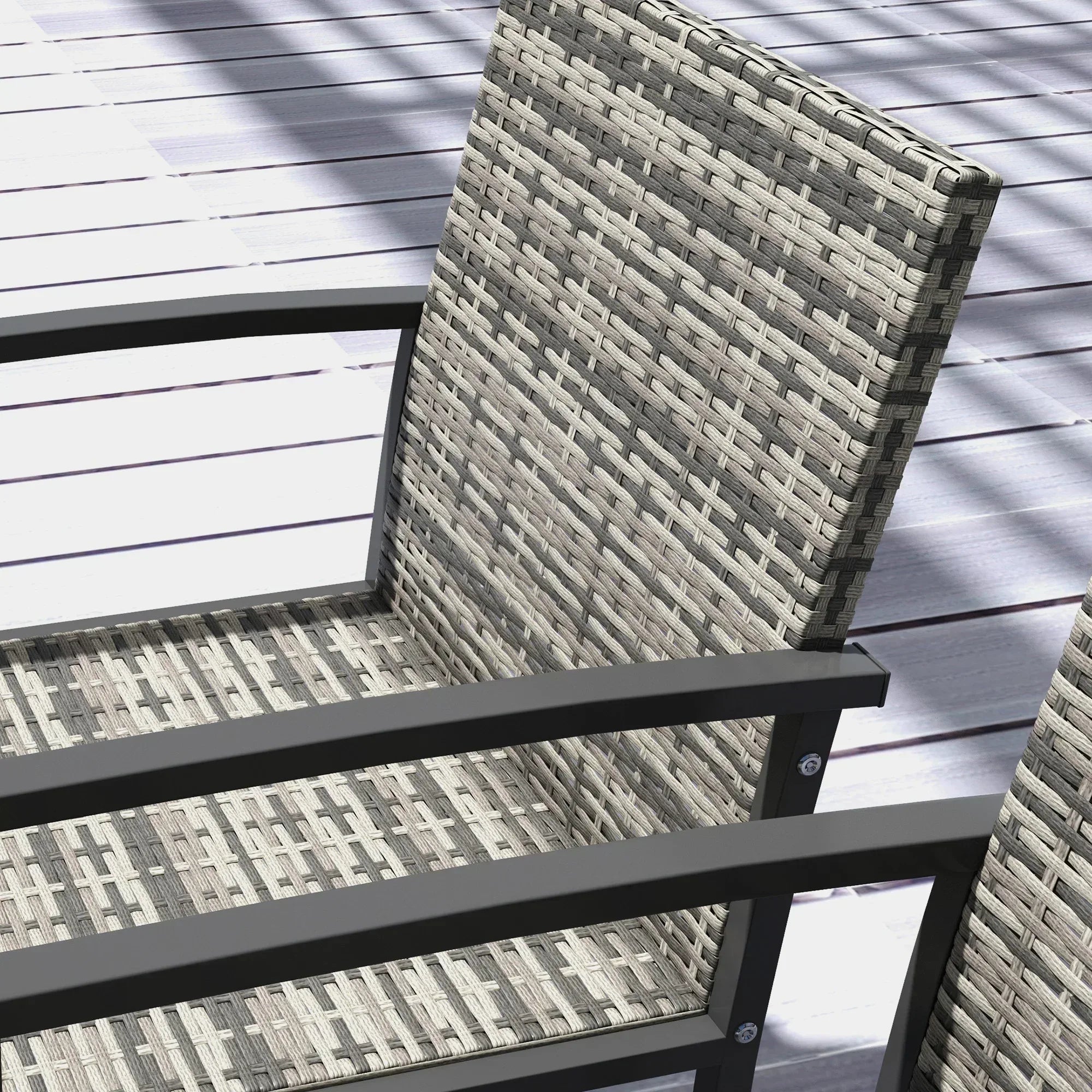 Outdoor Dining Set 5 Pieces Patio Conservatory with Tempered Glass Tabletop,4 Dining Chairs - Mixed Grey - Bobobiy