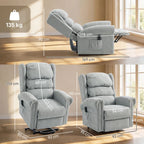 Grey electric riser recliner chair shown in side view with footrest extended