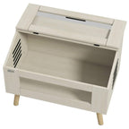 Oak reptile vivarium with open top and front panel, ventilated side openings and legs