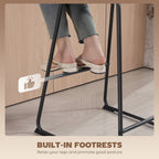 Black bar stool with built-in metal footrest and contoured PU seat for counter-height use