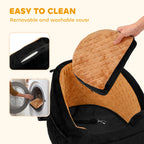 Dog car booster seat with removable washable cover and quilted brown inner panel