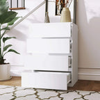 White 4-drawer dresser cabinet with two drawers pulled open