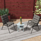 Charcoal grey patio chair cushion set for two chairs with backrests and ties