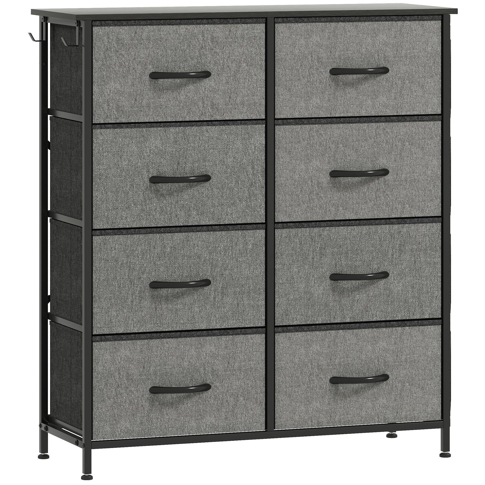 Chest of Eight Fabric Drawers - Charcoal Grey - Bobobiy