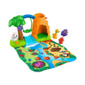 Dinosaur playset with colorful play mat and three toy dinosaur figures