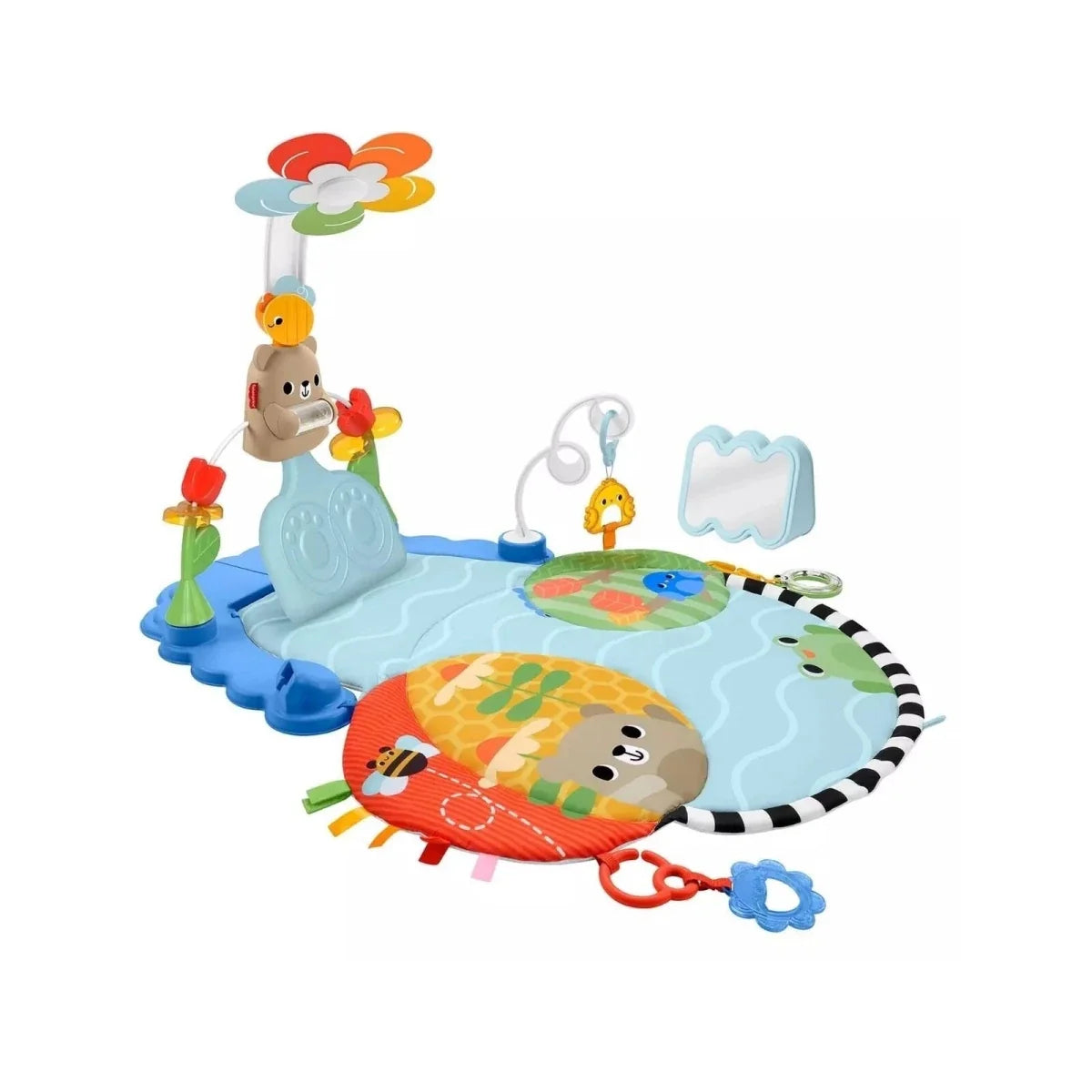 Fisher-Price baby activity gym with kick-and-sway mat and hanging toy animals