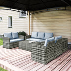 Outsunny 6-Piece Rattan Garden Set, 7-Seater Wicker Outdoor Furniture Set with Storage Tea Table & Side Table