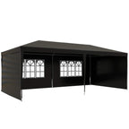6x3 m black outdoor party tent gazebo with transparent window panels and side curtains