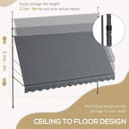 Grey manual retractable awning with adjustable height posts and side bracket