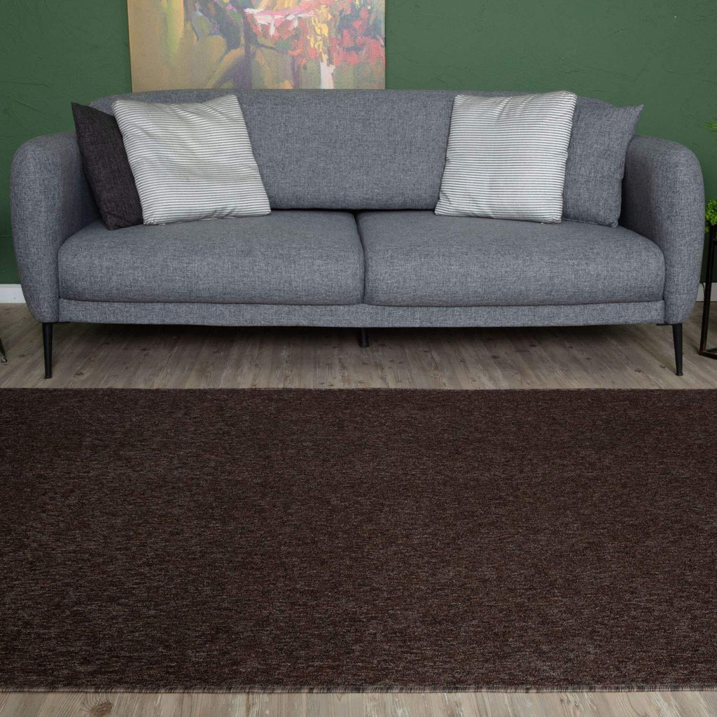 Flex_Brown_Low_Pile_Solid_Rug-8 - Bobobiy