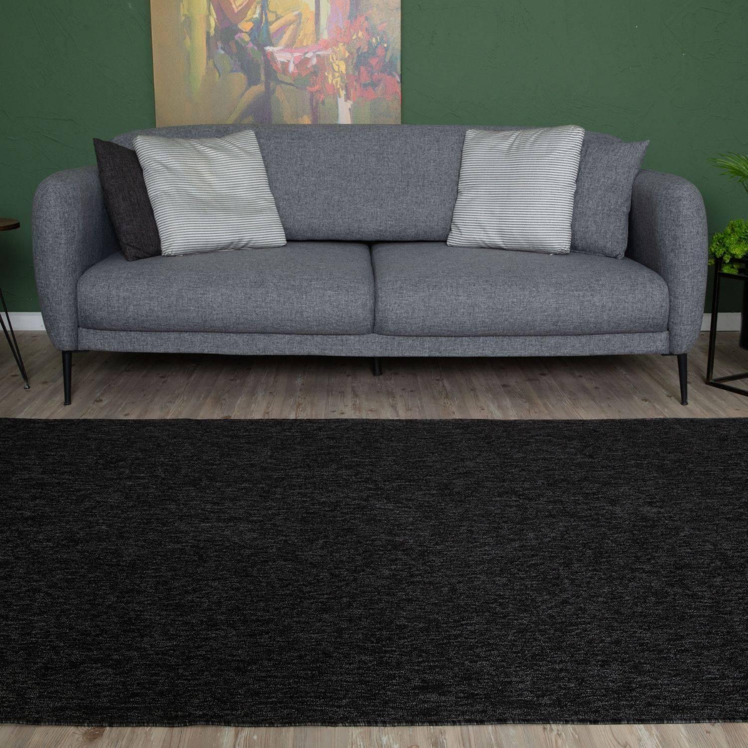 Flex_dark_grey_Low_Pile_Solid_Rug-10 - Bobobiy