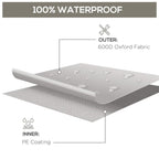 Waterproof Oxford fabric patio cover with water droplets, grey