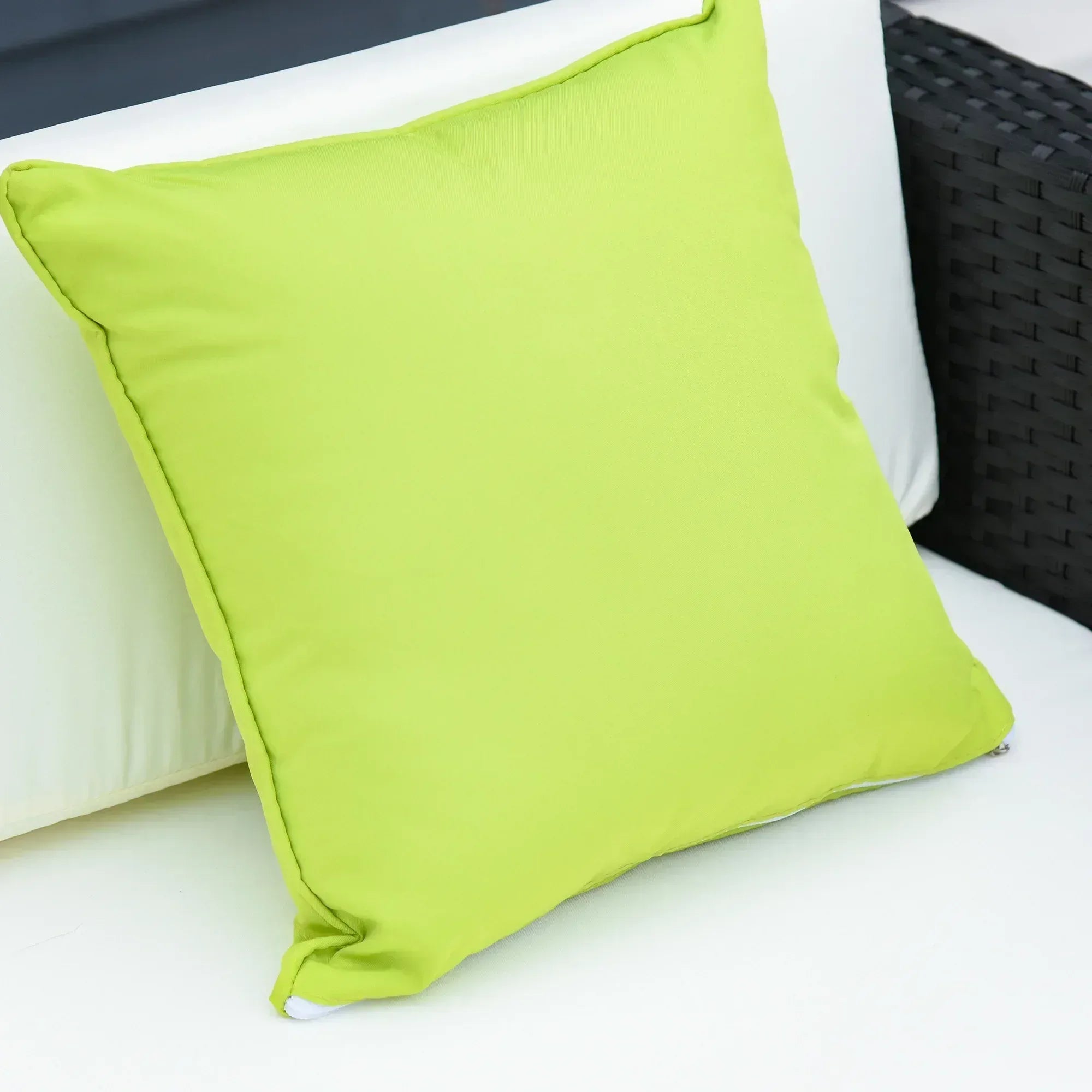 White Rattan Garden Furniture 4-Seater Outdoor Sofa Set with Coffee Table - White - Bobobiy