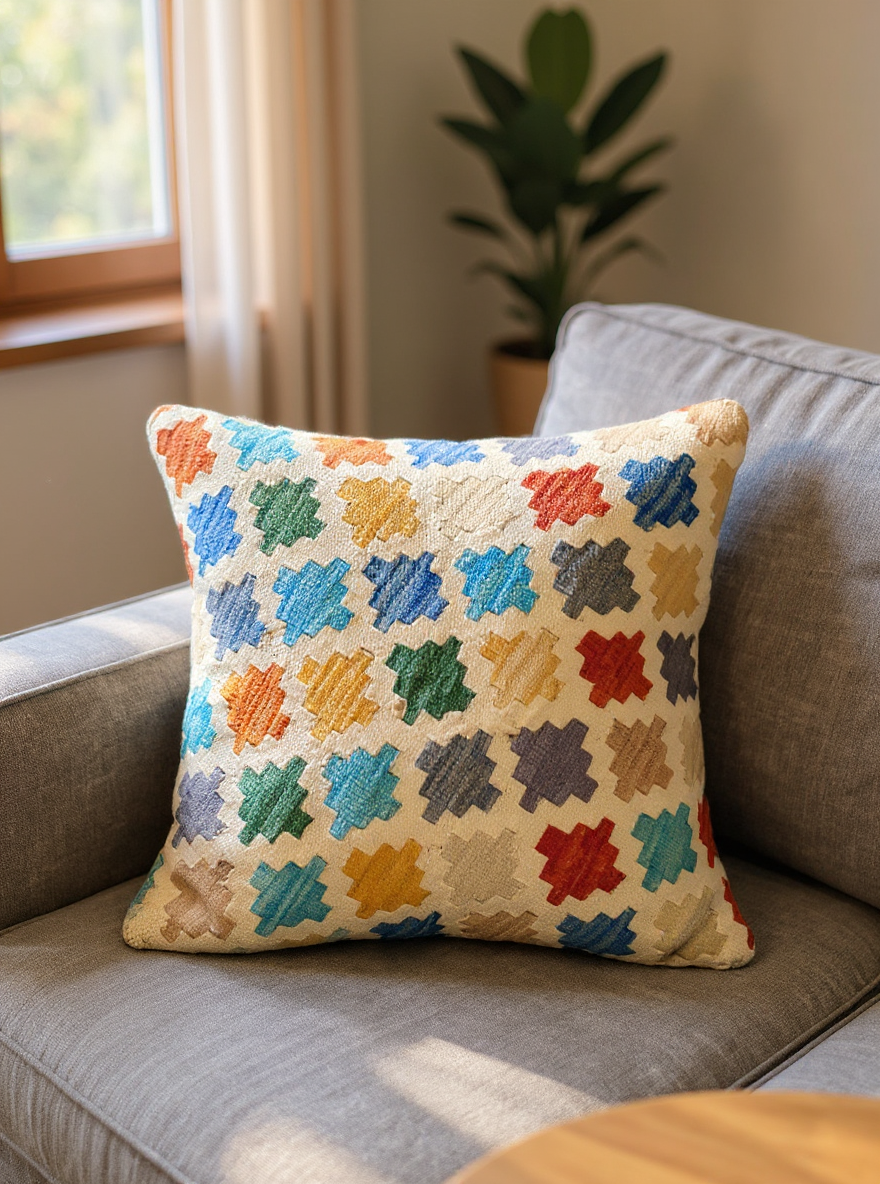 Afghan Kilim Cushion Cover - 46 x 46 cm - Handmade