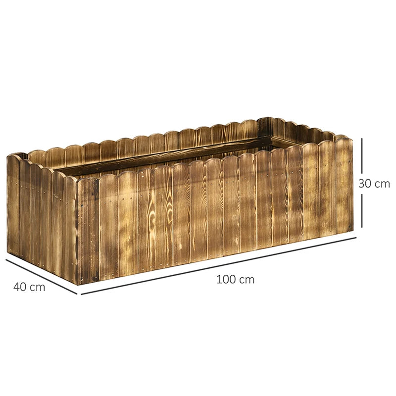 Wooden rectangle raised garden bed planter box with 100 cm length view