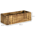 Wooden rectangle raised garden bed planter box with 100 cm length view