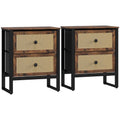 Industrial-Natural Bedside Table Set of 2 - Brown - Bobobiy