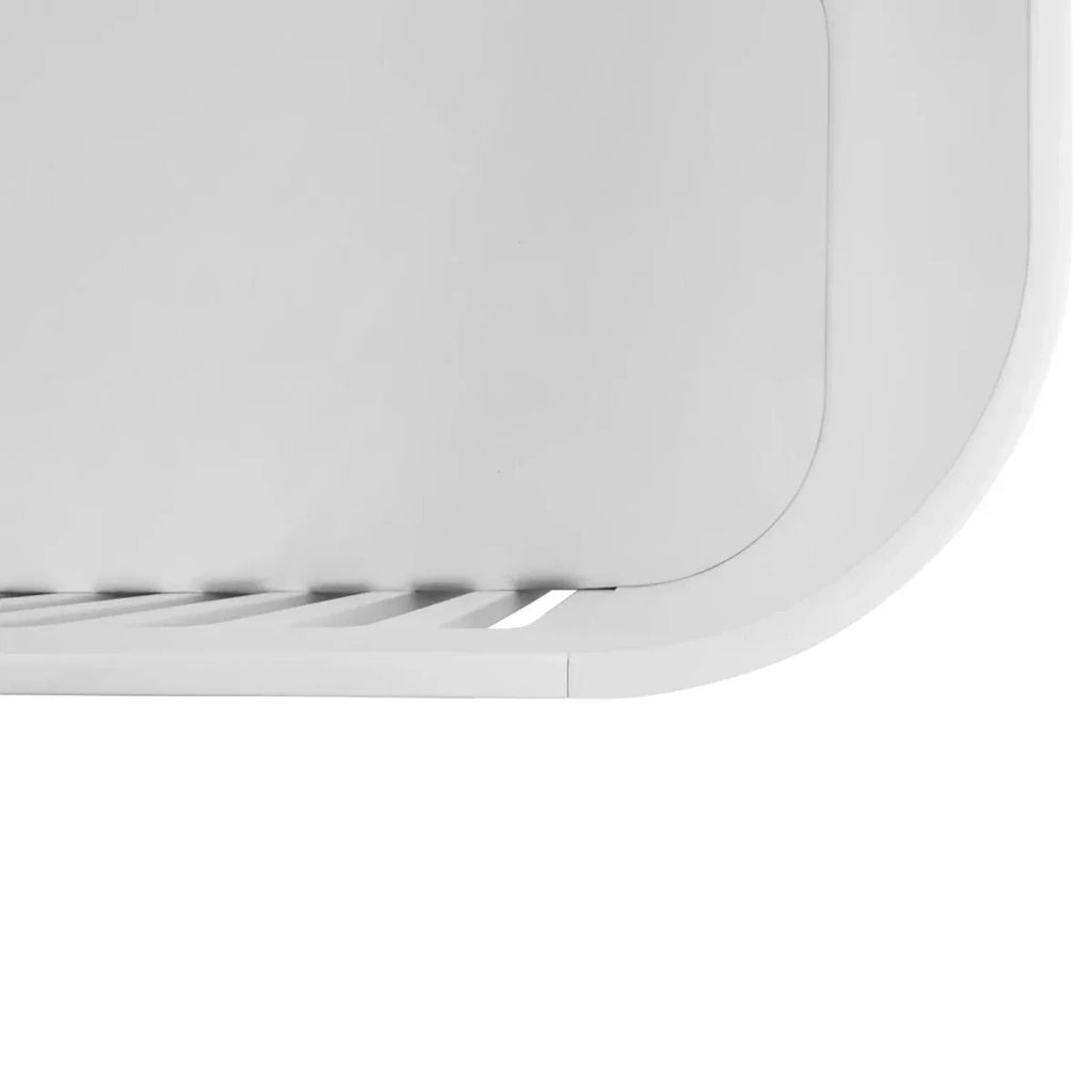 White curved cot bed side rail with slatted mattress support
