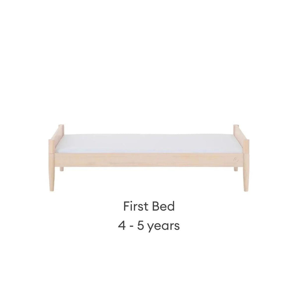 Natural ash first bed frame with end panels and low mattress platform